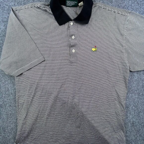 Masters Collection Black & White Striped Shirt Mens Large Golf Polo Short Sleeve - Picture 13 of 16